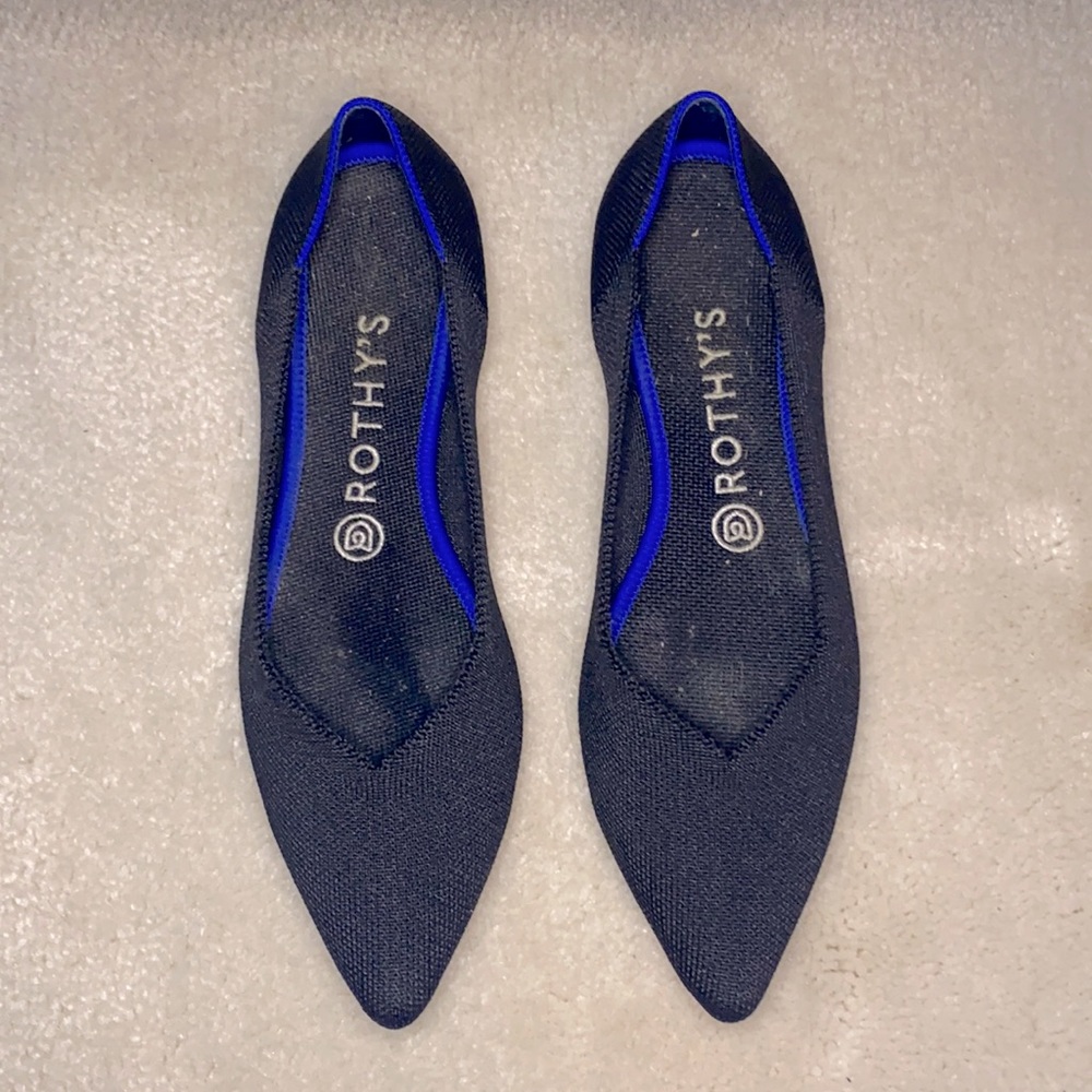 Rothy’s Pointed Black Flats-Size 9-Like New